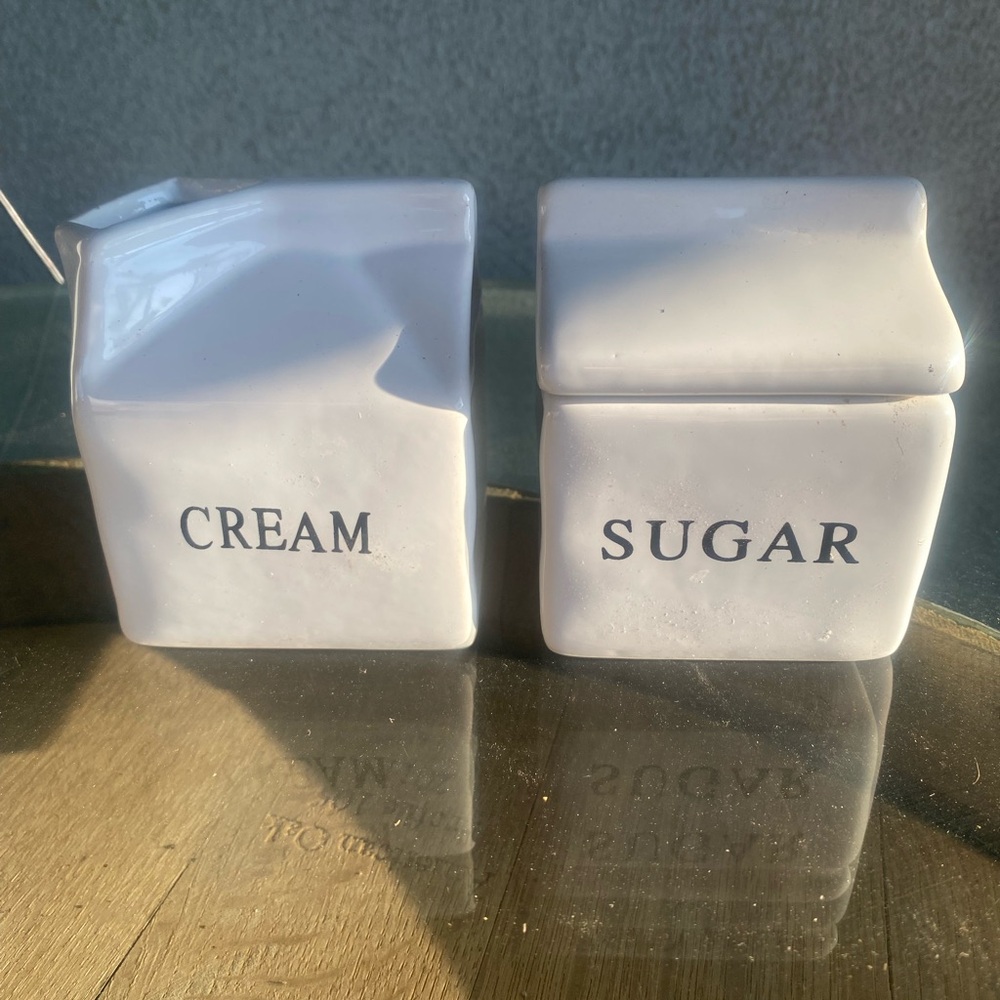 White Ceramic Cream and Sugar Set